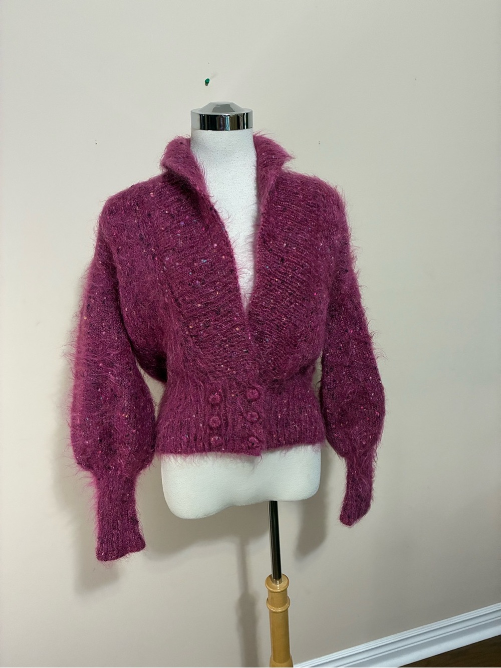 Woof Design Women’s Mohair Blend Cozy Fuzzy Cardigan.